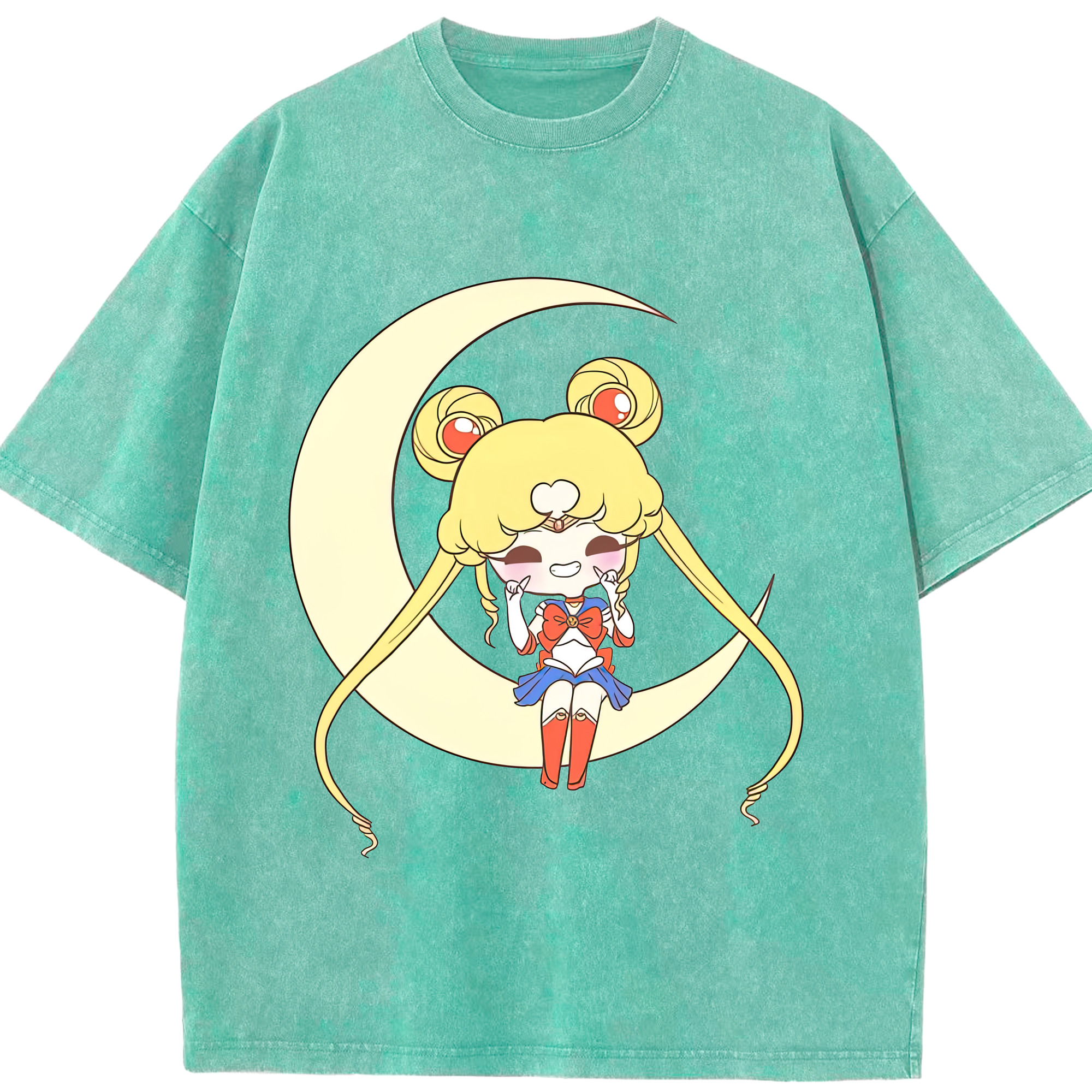 （画像用） 美少女戦士セーラームーン 月野 うさぎ つきの うさぎ Sailor Moon Tsukino Usagi 綿100% ヴィンテージ風 半袖Tシャツ（フロントプリント）